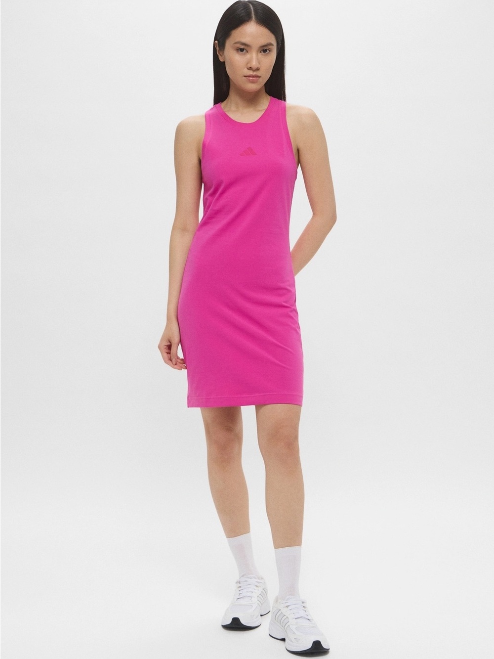NWT ADIDAS Future Icons Logo Dress in Semi Lucid Fuchsia Size Large